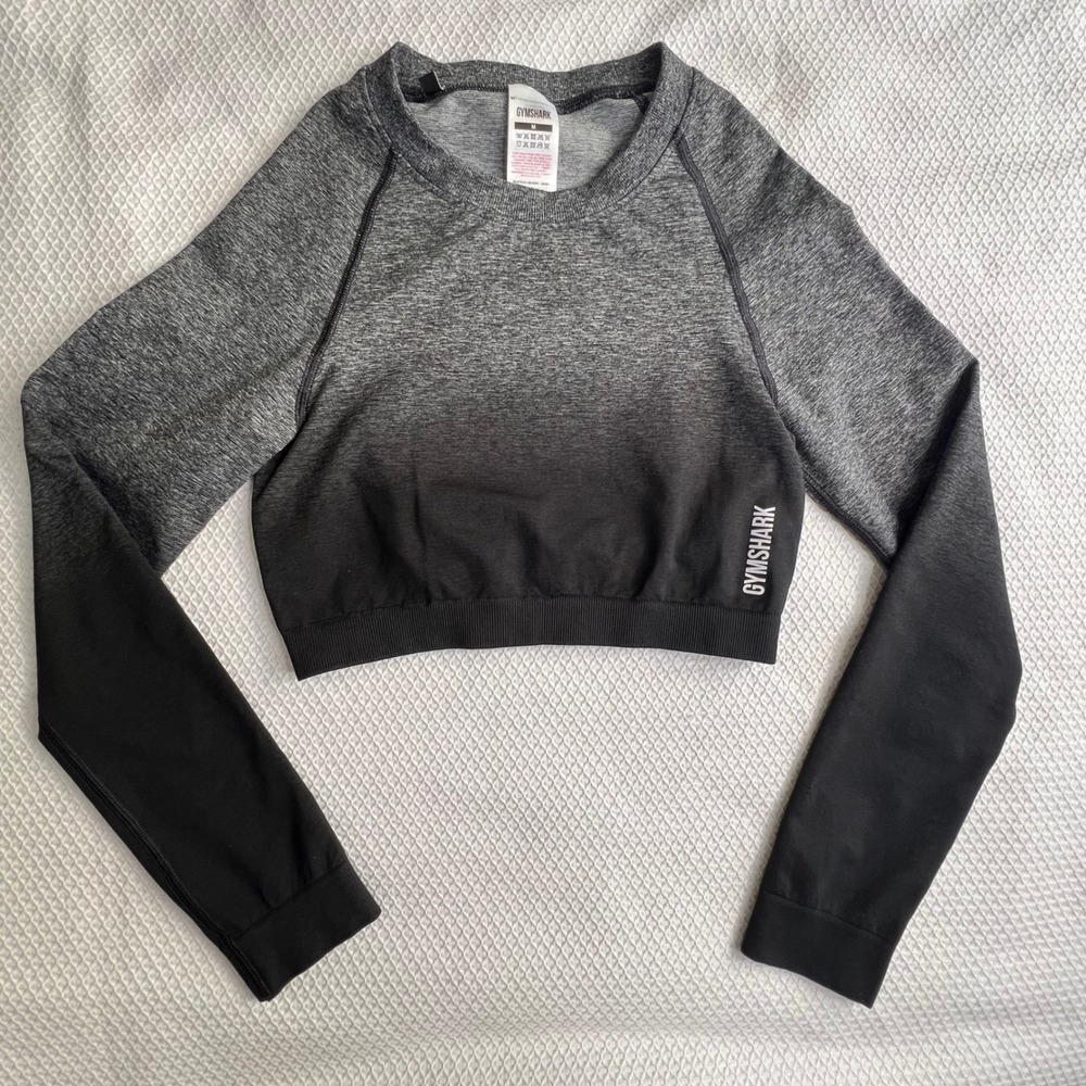 Gymshark Ombre Seamless Long Sleeve Crop Top Workout Athletic Fit Women Size M